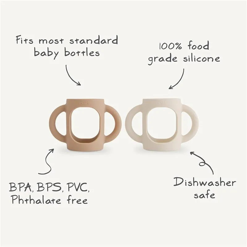 Mushie - Silicone Bottles Handles, Tradewinds/Shifting Sand Image 2