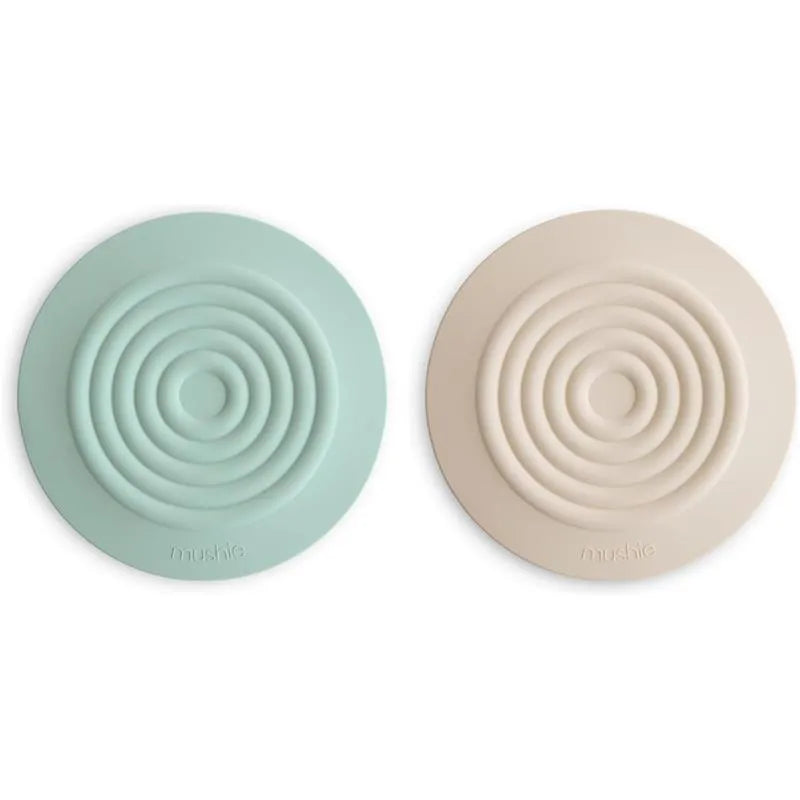 Mushie - Silicone Drain Stopper 2-Pk, Cambridge Blue/Shifting Sand Image 1