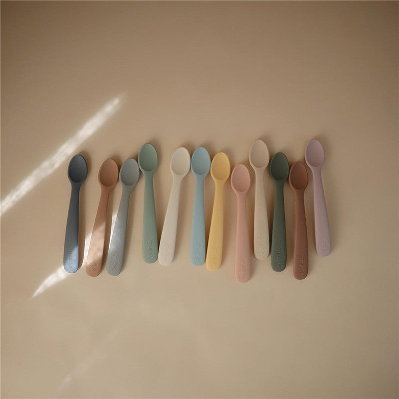 Mushie Silicone Feeding Spoons 2 Pack - Powder Blue Image 2