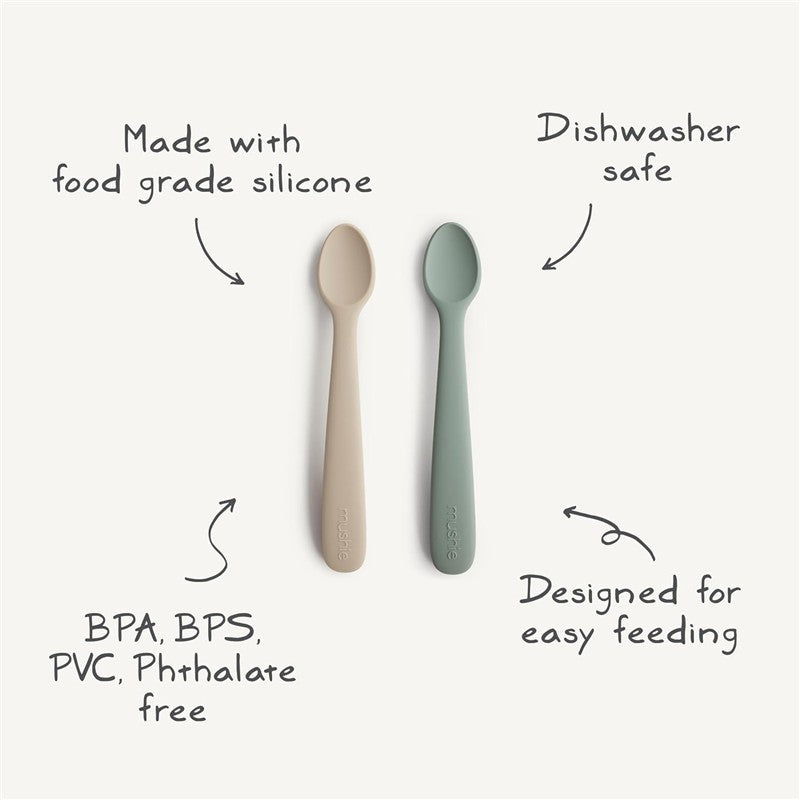 Mushie Silicone Feeding Spoons 2 Pack - Powder Blue Image 5