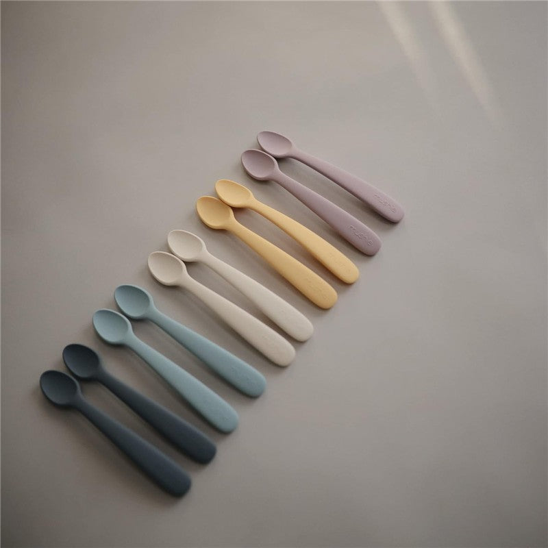 Mushie Silicone Feeding Spoons 2 Pack - Powder Blue Image 6