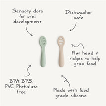 Mushie Silicone First Feeding Baby Spoons 2 Pack - Blush & Shifting Sand Image 2