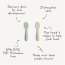 Mushie Silicone First Feeding Baby Spoons 2 Pack - Cambridge Blue & Shifting Sand Image 2