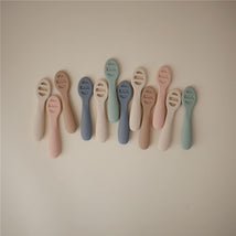 Mushie Silicone First Feeding Baby Spoons 2 Pack - Natural & Shifting Sand Image 2