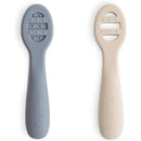 Mushie - Silicone First Feeding Baby Spoons, 2 Pack, Tradewinds, Shifting Sand Image 1