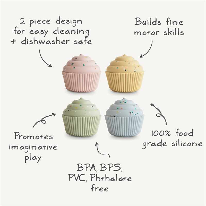 Mushie Silicone Mix and Match Cupcake Toy 4-Pack Image 9