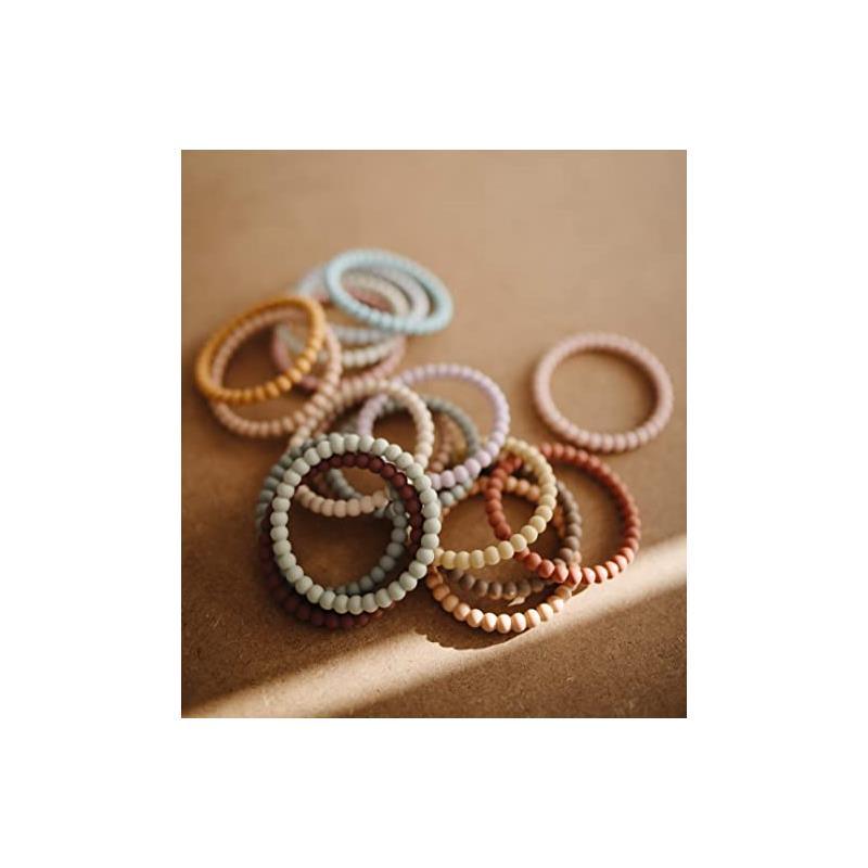 Mushie Silicone Pearl Teether Bracelets Clary/Sage/Tuscany/ Desert Sand Image 7