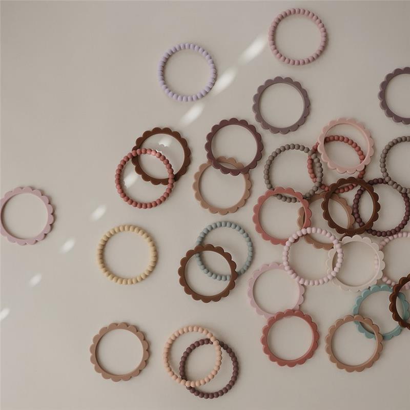 Mushie Silicone Pearl Teether Bracelets Clary/Sage/Tuscany/ Desert Sand Image 9