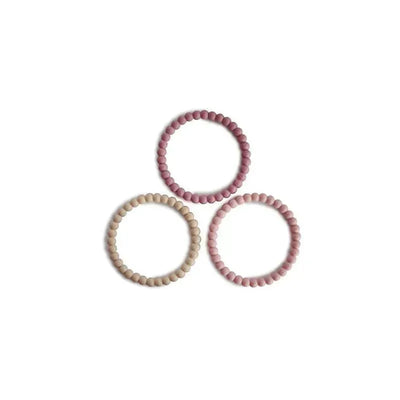 Mushie Silicone Pearl Teether Bracelets Linen/Peony/Pale Pink Image 1