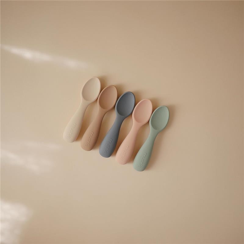 Mushie - Silicone Toddler Starter Spoons, 2 Pack,Blush Shifting Sand Image 4