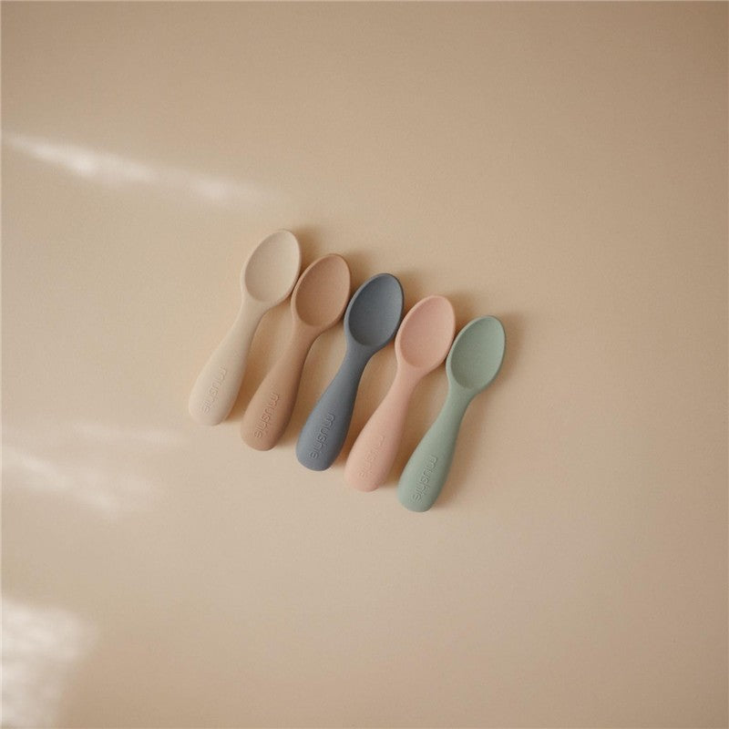Mushie - Silicone Toddler Starter Spoons, 2 Pack,Blush Shifting Sand Image 6