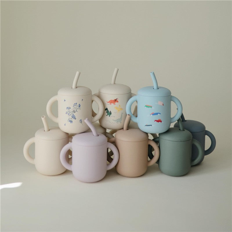 Mushie Silicone Training Cup + Straw - Natural Image 7