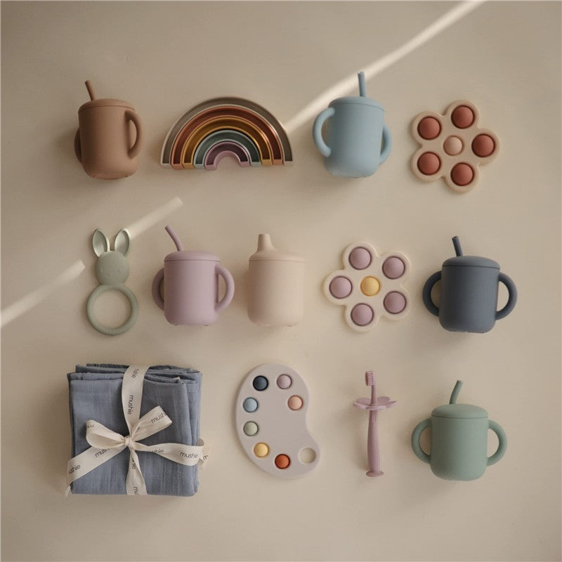 Mushie Silicone Training Cup + Straw - Natural Image 8