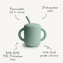 Mushie Silicone Training Cup + Straw - Powder Blue Image 2