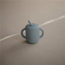 Mushie Silicone Training Cup + Straw - Powder Blue Image 3