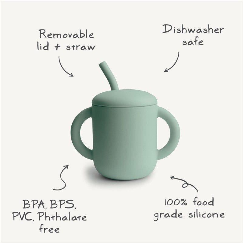 Mushie Silicone Training Cup + Straw - Shifting Sand Image 8