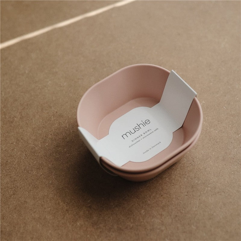 Mushie Silicone Square Bowl Dinnerware Set 2 Pack - Blush Image 3