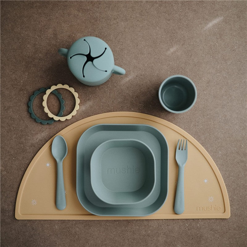 Mushie Silicone Square Bowl Dinnerware Set 2 Pack - Sage Image 5