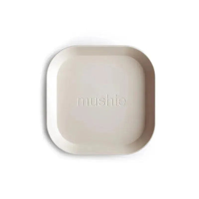 Mushie - Square Dinnerware Baby Plates- Set Of 2 - Ivory Image 1