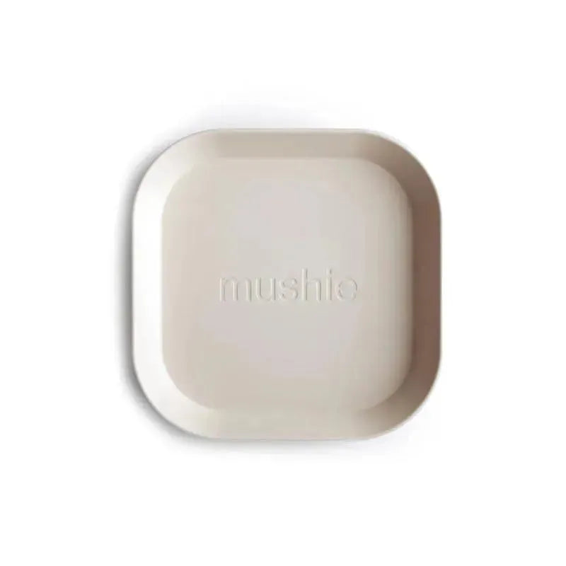 Mushie - Square Dinnerware Baby Plates- Set Of 2 - Ivory Image 1