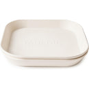 Mushie Silicone Square Plate Dinnerware Set 2 Pack - Ivory Image 2