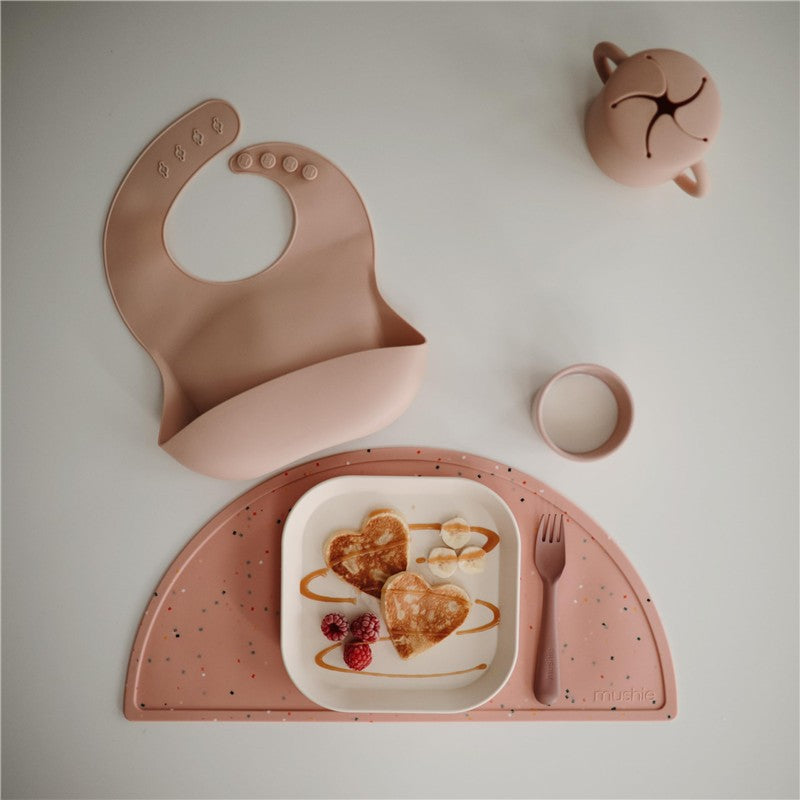 Mushie Silicone Square Plate Dinnerware Set 2 Pack - Ivory Image 6