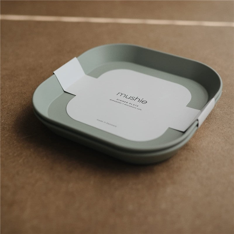 Mushie Silicone Square Plate Dinnerware Set 2 Pack - Sage Image 3