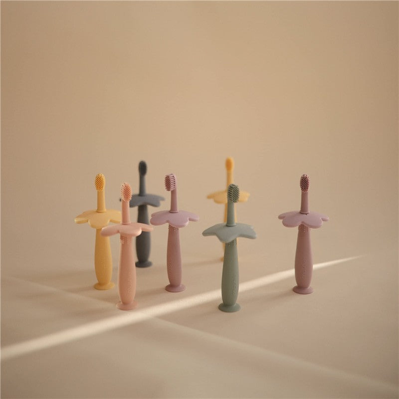 Mushie Silicone Star Training Toothbrush - Shifting Sand Image 6