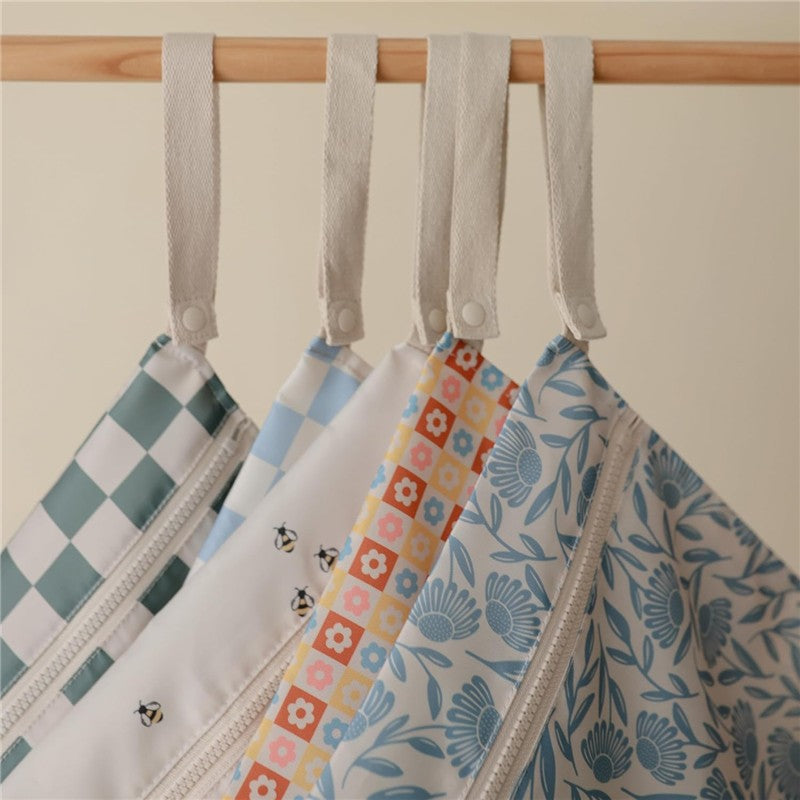 Mushie Water Resistant Wet Bag - 2 Pack - Blue Flowers