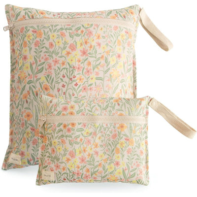 Mushie Water Resistant Wet Bag - 2 Pack - Pastel Blooms