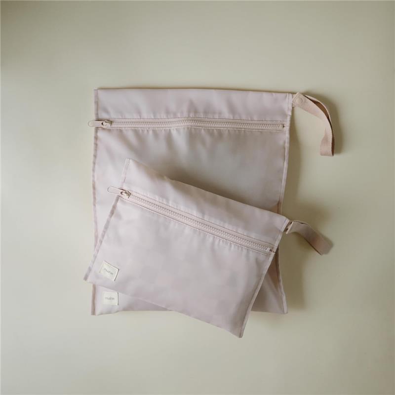 Mushie - Water Resistant Wet Bags, Large & Small Reusable Storage Bag, Set of 2 Blush Image 5