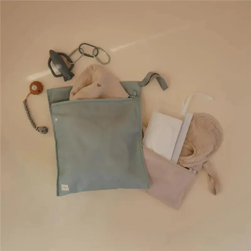 Mushie - Water Resistant Wet Bags, Large & Small Reusable Storage Bag, Set of 2 Roman Green Image 4