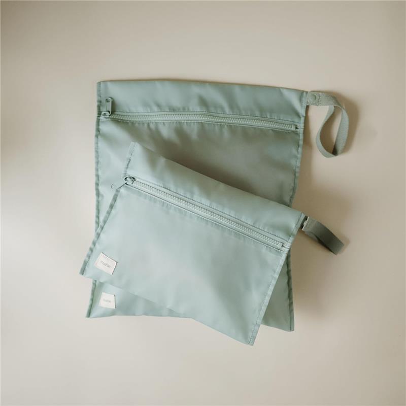 Mushie - Water Resistant Wet Bags, Large & Small Reusable Storage Bag, Set of 2 Roman Green Image 5
