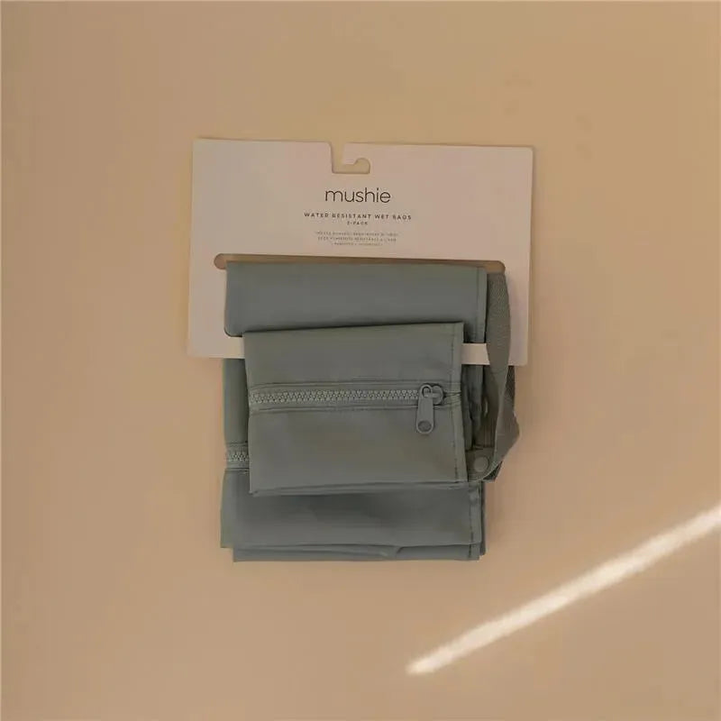 Mushie - Water Resistant Wet Bags, Large & Small Reusable Storage Bag, Set of 2 Roman Green Image 6