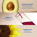 Ingredients for Mustela Hydra Bébé Body Lotion: avocado, jojoba oil, and sunflower oil, with benefits listed.