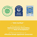 Mustela SPF 50 Mineral Sunscreen Stick certifications: EWG Verified™, Accepted by National Eczema Association, Skin Cancer Foundation recommended.