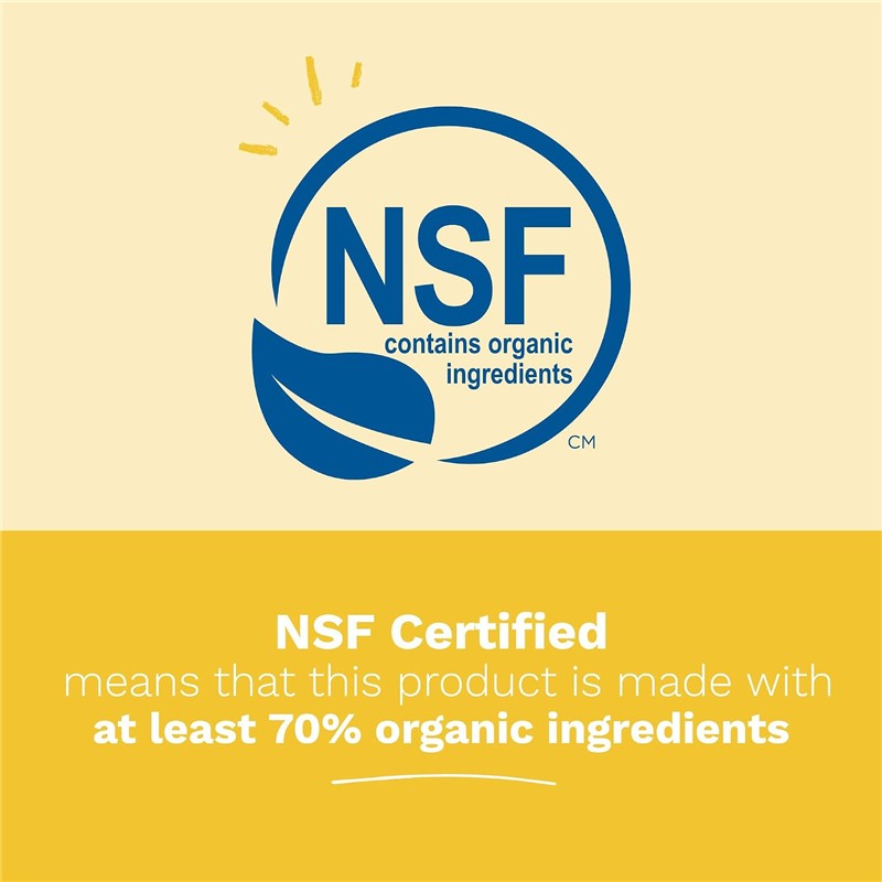 NSF Certified logo indicating that the Mustela SPF 50 Mineral Sunscreen Stick contains at least 70% organic ingredients.