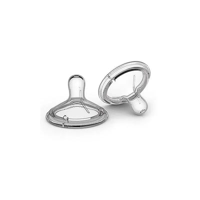 360° double vented medium flow nipples from NanoBebe, designed for smooth feeding with a clear, flexible material.