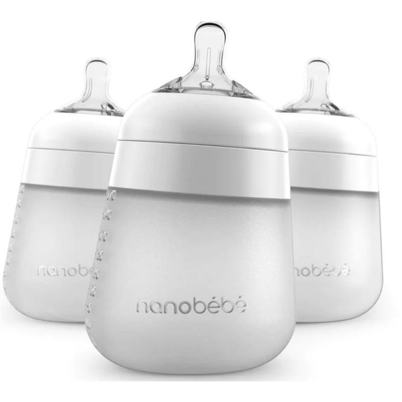 Nanobebe - 3Pk White Flexy Silicone Baby Bottle, 9Oz Image 1