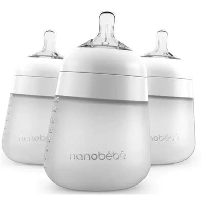Nanobebe - 3Pk White Flexy Silicone Baby Bottle, 9Oz Image 1