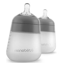 Nanobebe Silicone Baby Bottle 2 Pack- Gray, 9 Oz Image 1