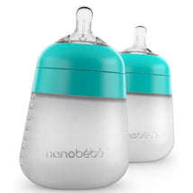 Nanobebe Silicone Baby Bottle 2 Pack- Teal, 9 Oz Image 1