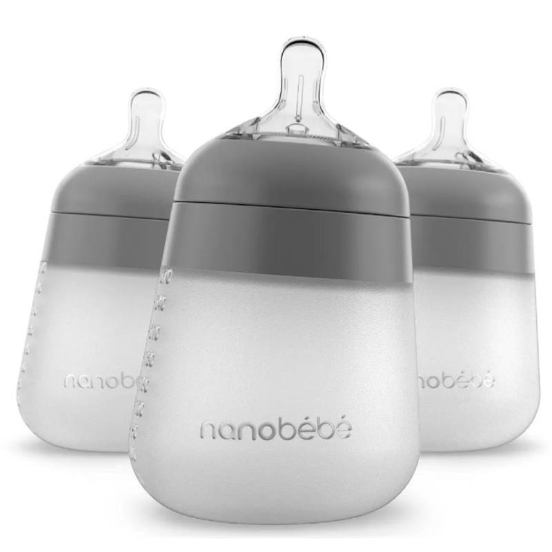 Nanobebe - 9Oz 3Pk Flexy Silicone Baby Bottle, Grey Image 1