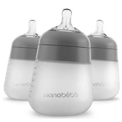 Nanobebe - 9Oz 3Pk Flexy Silicone Baby Bottle, Grey Image 1