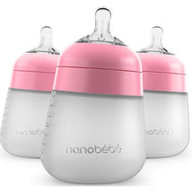 Nanobebe - 3Pk Silicone Baby Bottle Pink, 9 Oz Image 1