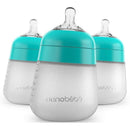 Nanobebe Silicone Baby Bottle 3 Pack- Teal, 9 Oz Image 1