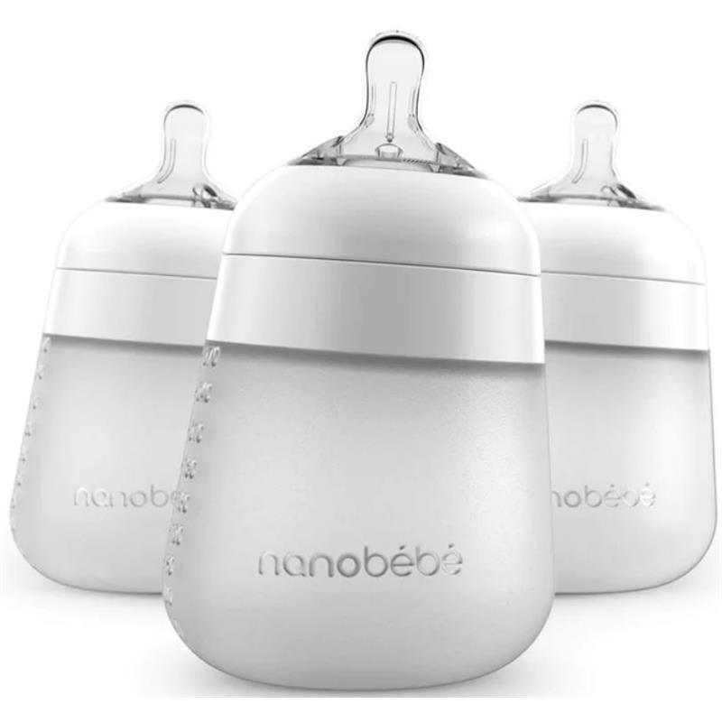 Nanobebe - 3Pk Silicone Baby Bottle 9Oz, White Image 1