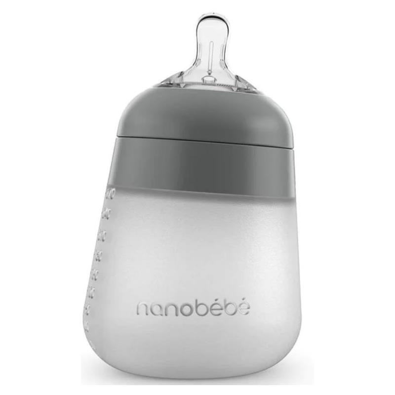 Nanobebe Silicone Baby Bottle Single Pack- Gray, 9 Oz Image 1
