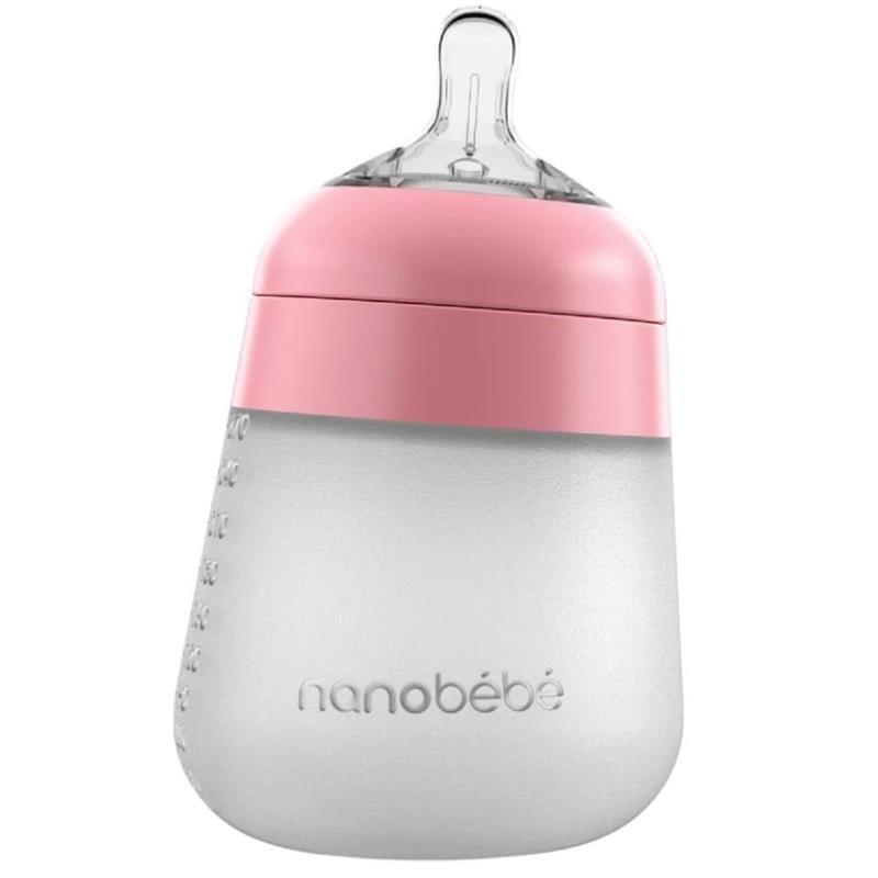 Nanobebe Silicone Baby Bottle Single Pack- Pink, 9 Oz Image 1