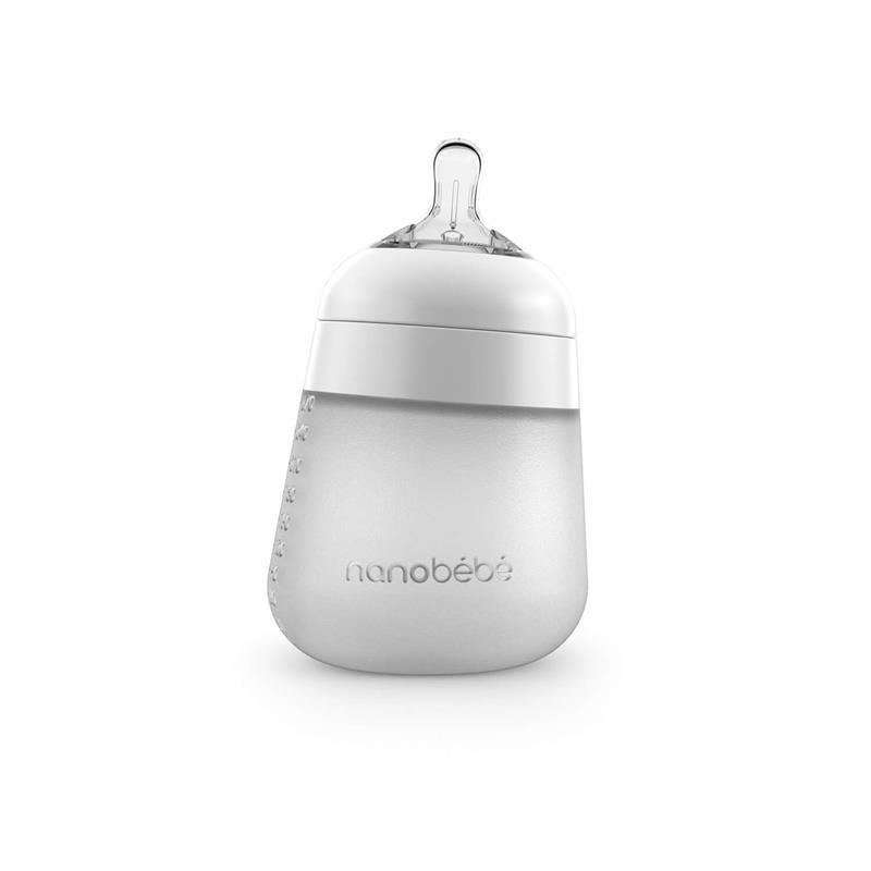 Nanobebe Silicone Baby Bottle Single Pack- White, 9 Oz Image 1